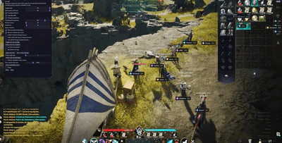 Aion 2 starting-area gameplay with leveling bot target level 45 and main quest until level enabled